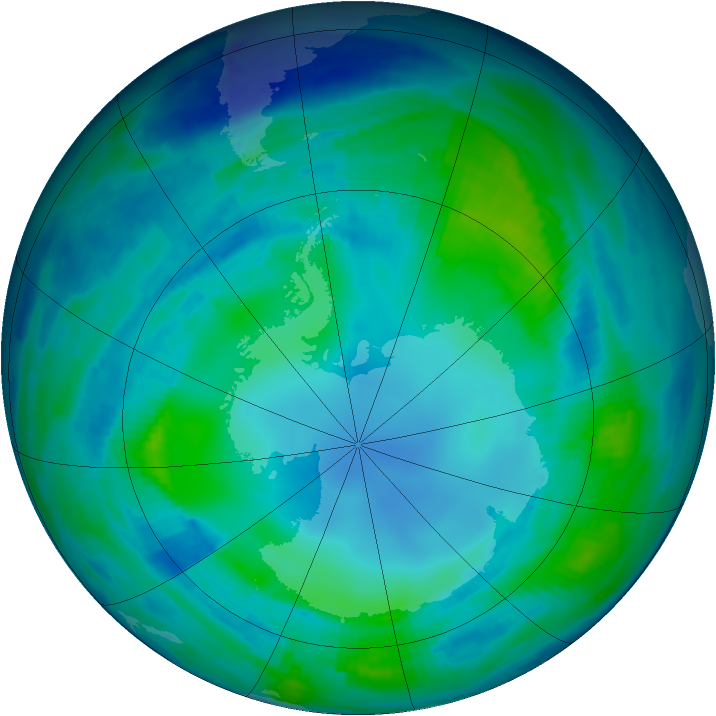 Antarctic ozone map for 07 May 1997